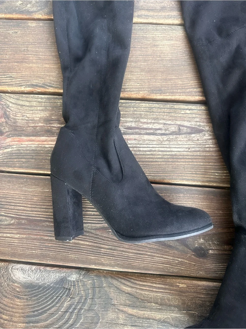 Marc Fisher Black Over-The-Knee Block Heel Boots